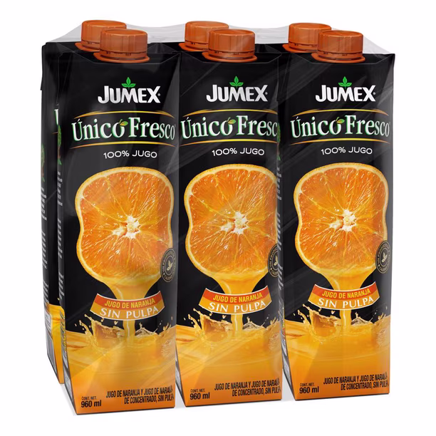Jugo de Naranja Jumex Unico Fresco 6 pzas de 960 ml