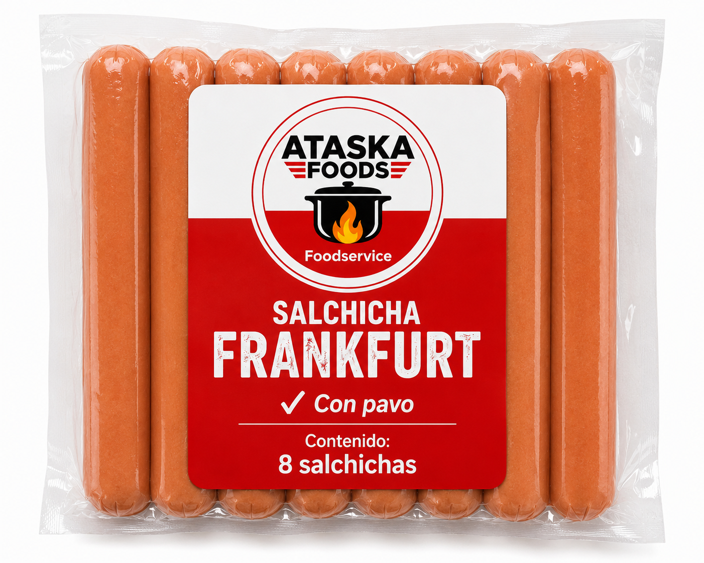 SALCHICHA FRANKFURT CON TOCINO 8 PZ ATASKAFOODS